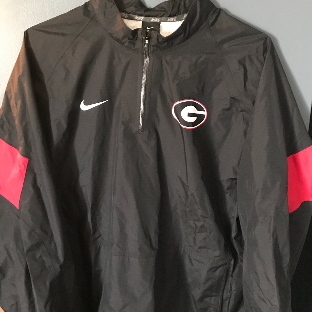 Black quarter zip windbreaker with UGA logo